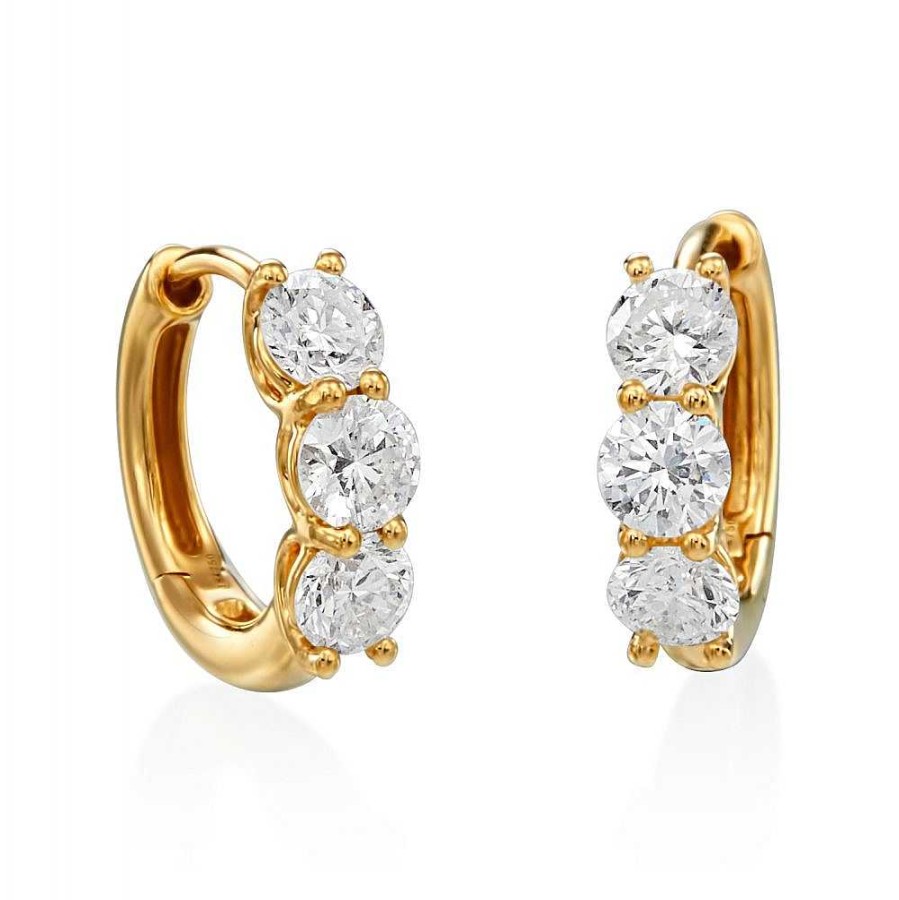 Earrings Bailey's Club Collection | Bailey'S Club Collection Three Diamond Huggie Hoop Earrings