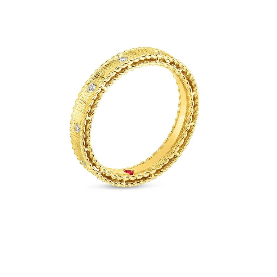 Fashion Rings Roberto Coin | Roberto Coin 18K Yellow Gold Princess Ring With Diamonds