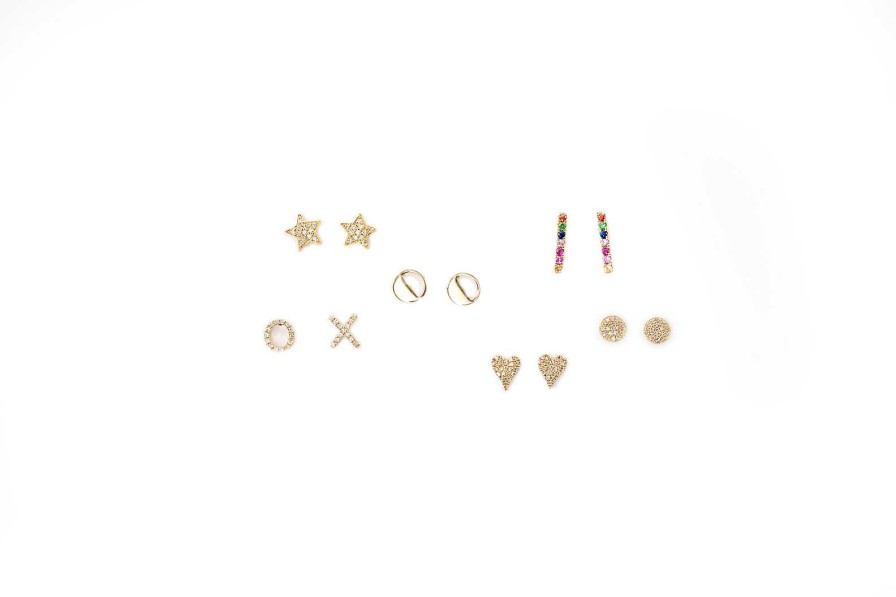 Earrings Bailey's Goldmark Collection | Bailey'S Goldmark Collection Rainbow Bar Stud Earrings In 14K Yellow Gold