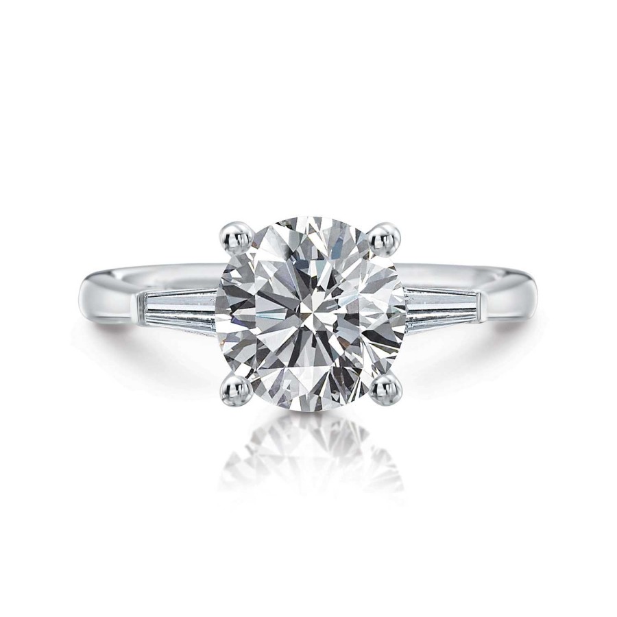 Engagement Rings Bailey's Fine Jewelry | Juliet Round Three-Stone With Tapered Baguettes Engagement Ring