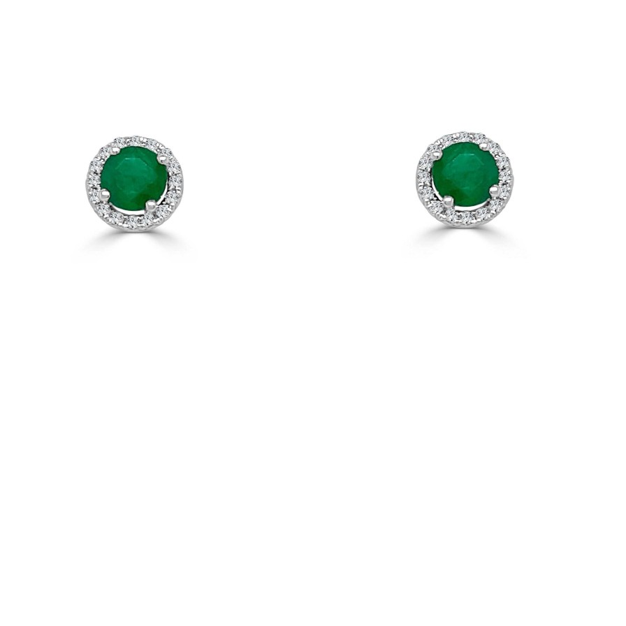 Earrings Bailey's | May Birthstone Diamond Halo Gold Stud Earrings