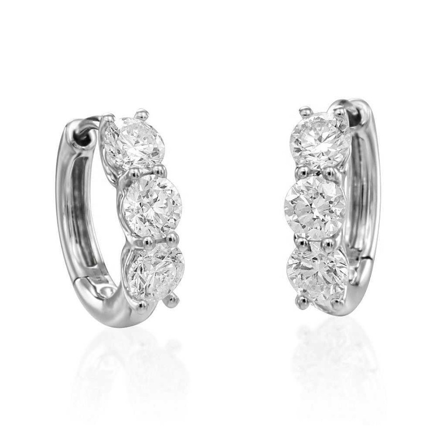 Earrings Bailey's Club Collection | Bailey'S Club Collection Three Diamond Huggie Hoop Earrings