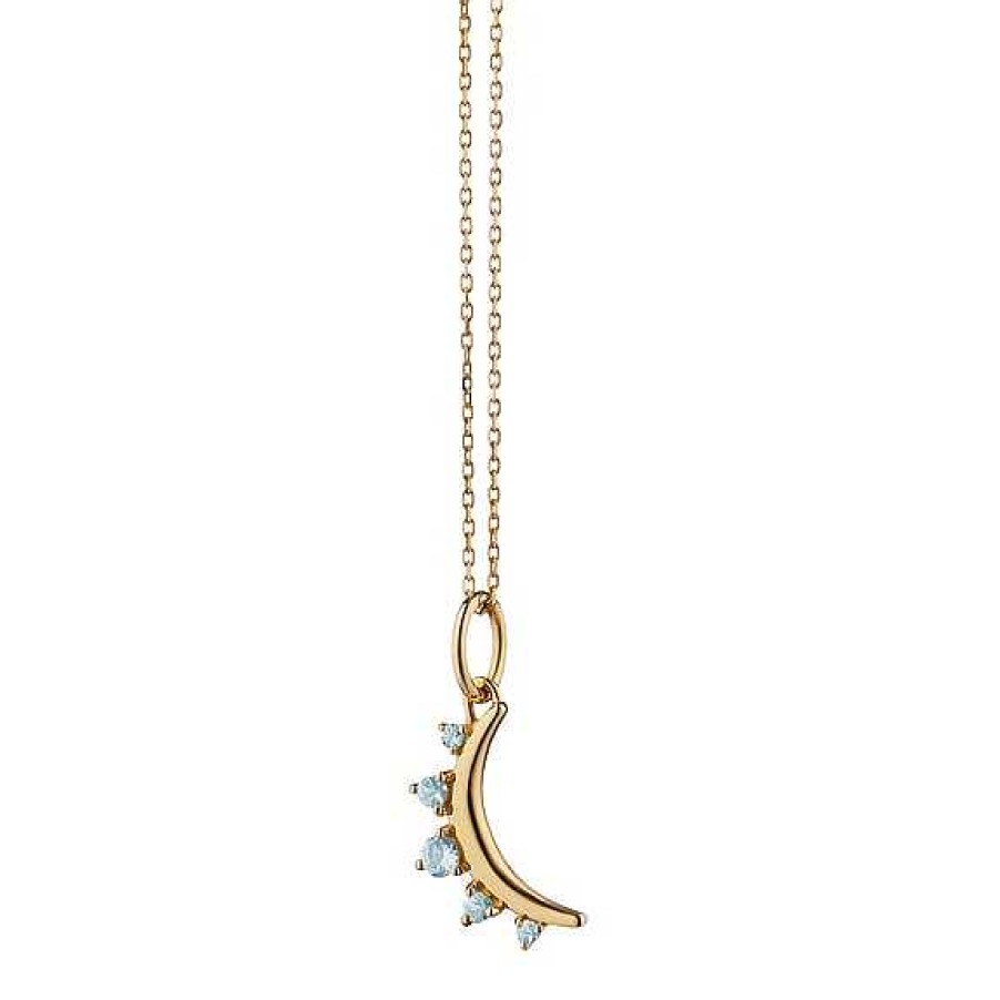 Necklaces & Pendants Monica Rich | Monica Rich Kosann March Aquamarine Moon Birthstone Necklace