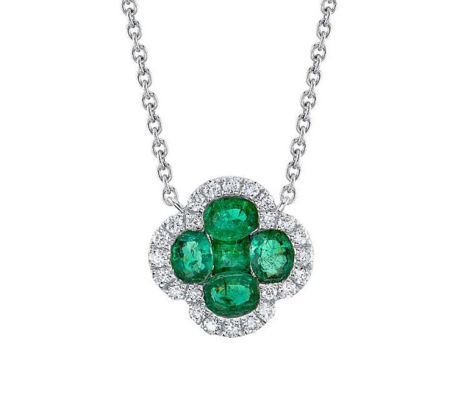 Necklaces & Pendants Bailey's | Diamond And Emerald Clover Necklace