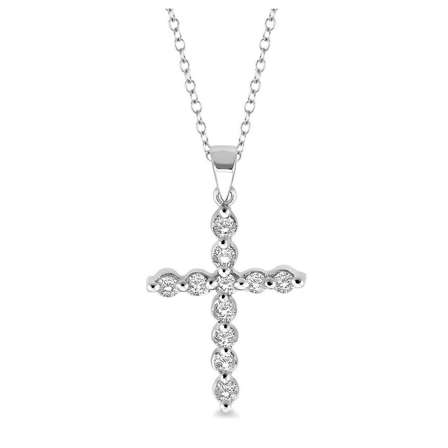 Necklaces & Pendants Bailey's Fine Jewelry | Sterling Silver Diamond Cross Necklace