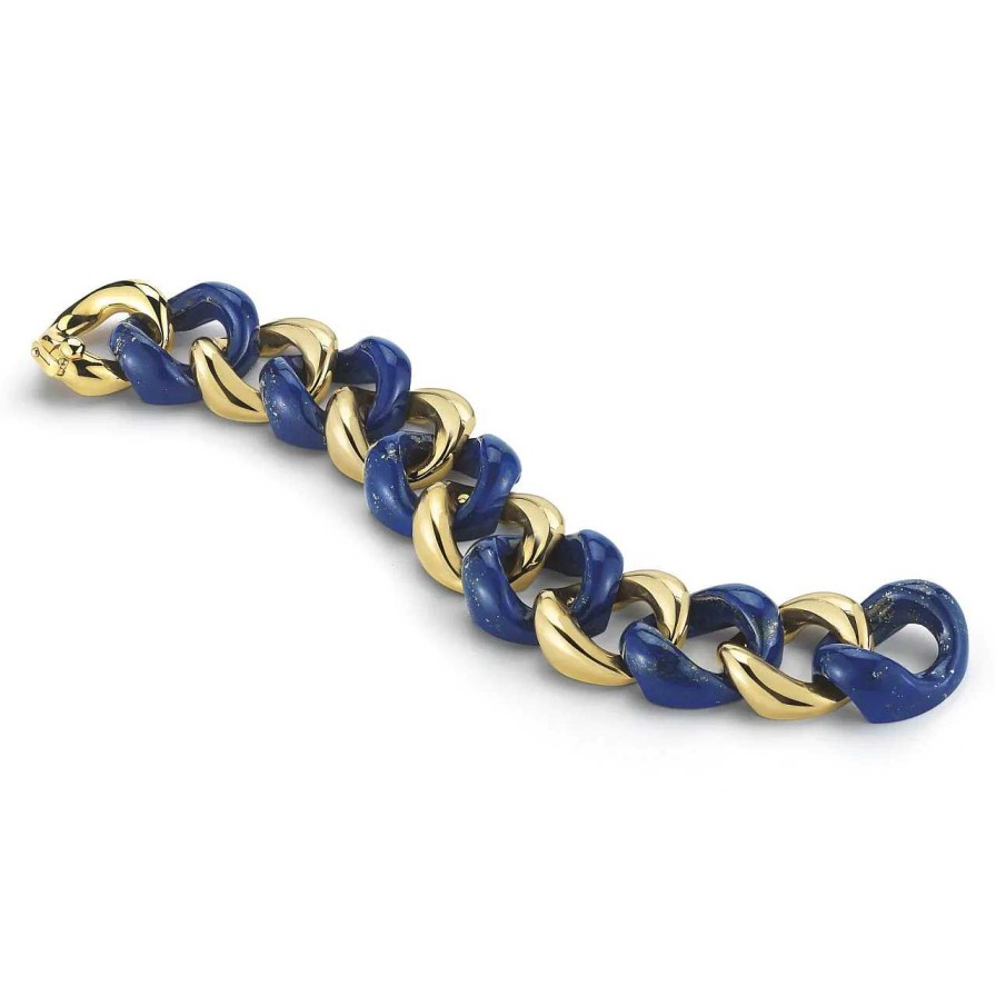 Bracelets & Bangles Seaman Schepps | Seaman Schepps 18K Gold And Lapis Classic Link Bracelet