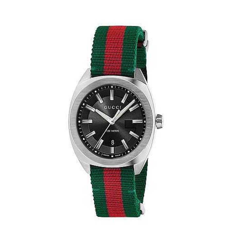 Watches Gucci | Gucci Gg2570 41Mm Green And Red Web Nylon Watch