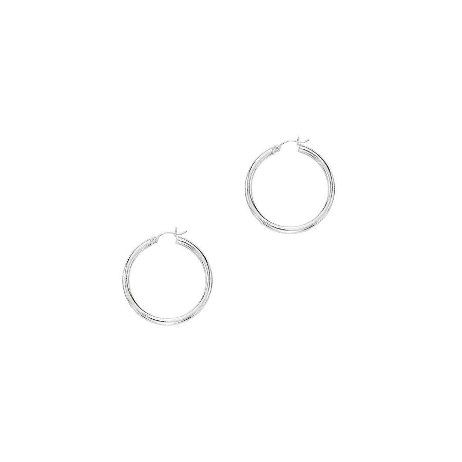 Earrings Bailey's Fine Jewelry | 3Mm Hoop Earrings In 14K White Gold