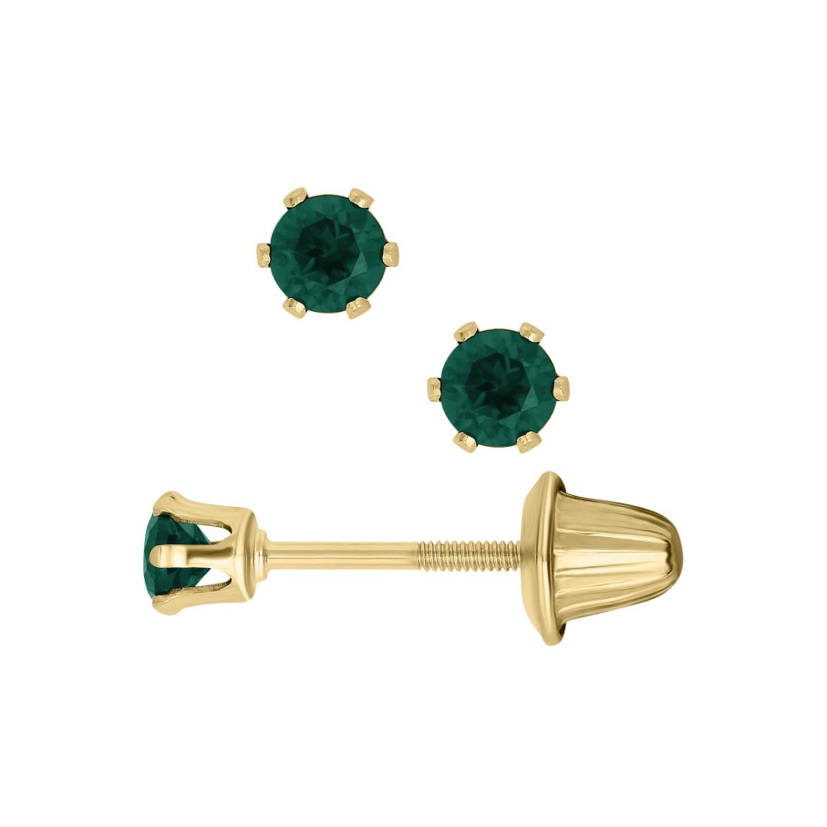 Earrings Bailey's Fine Jewelry | Bailey'S Children'S Collection May Birthstone Emerald Stud Earrings