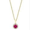 Necklaces & Pendants Bailey's Fine Jewelry | Ruby & Diamond Halo Pendant Necklace In 14K Yellow Gold