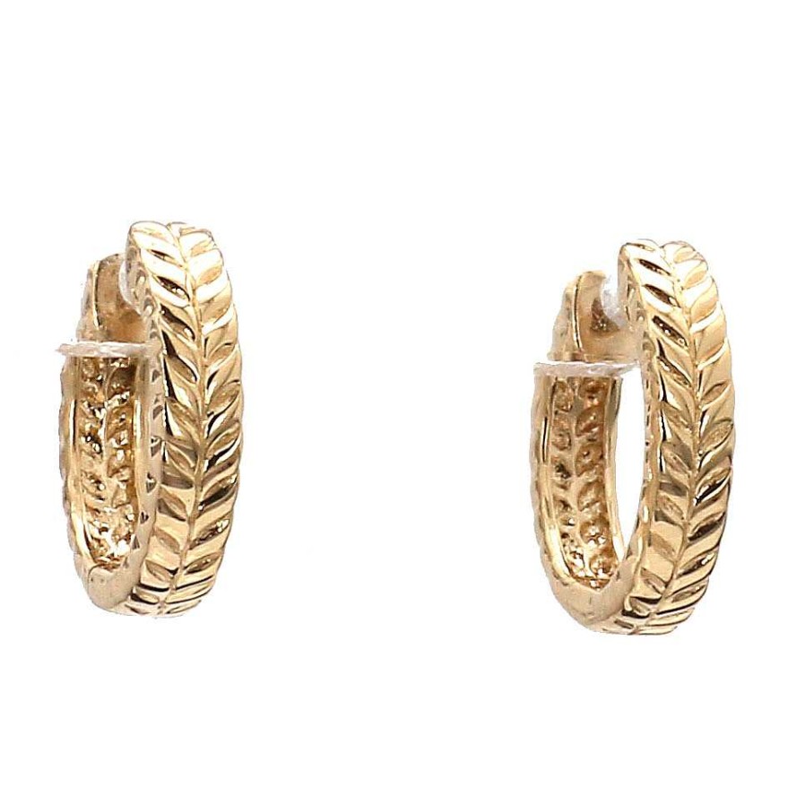 Earrings Bailey's Fine Jewelry | Herringbone Textured Huggie Hoop Earrings