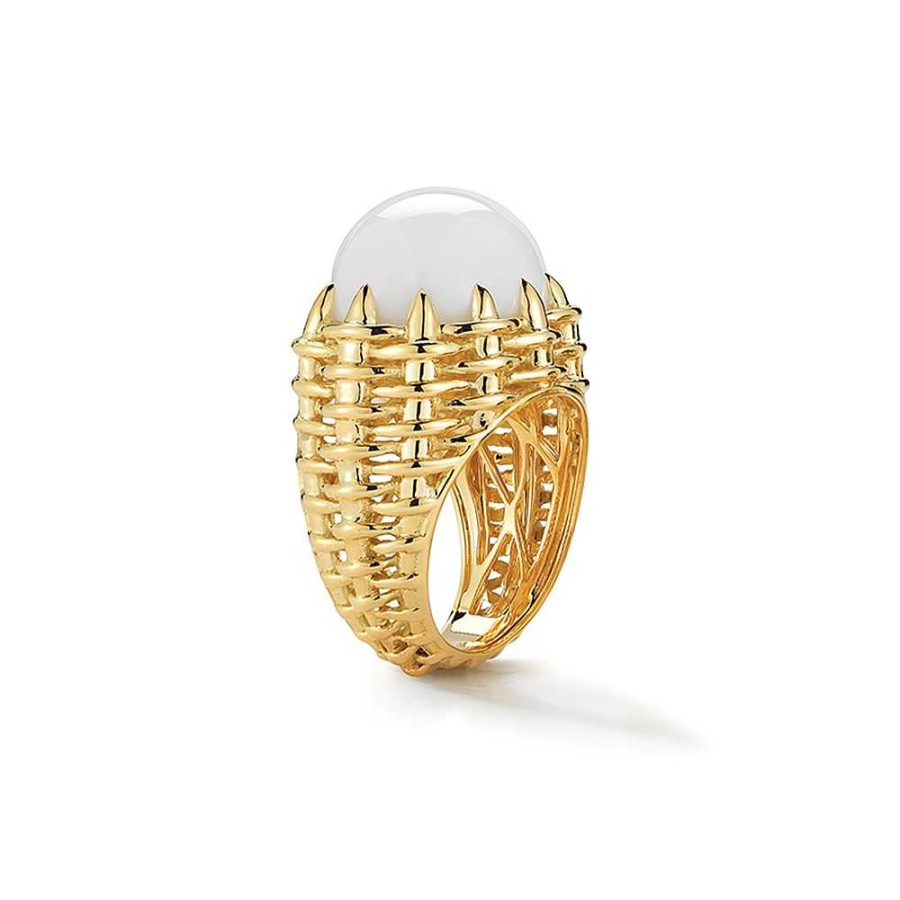 Fashion Rings Seaman Schepps | Seaman Schepps Lightship Woven Cushion Ring In White Agate