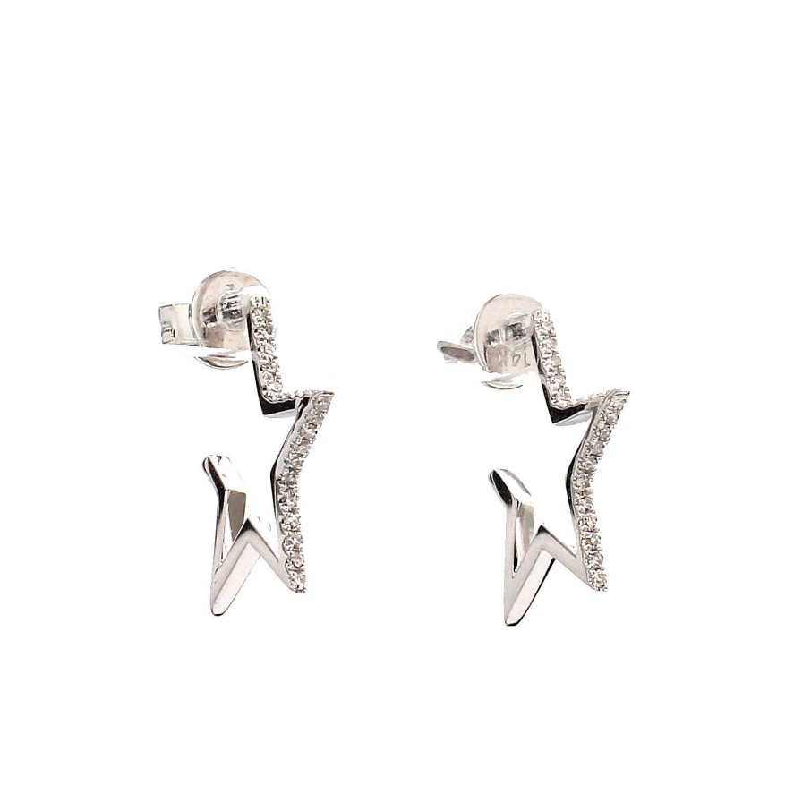 Earrings Bailey's Fine Jewelry | Diamond Star Open Hoop Earrings