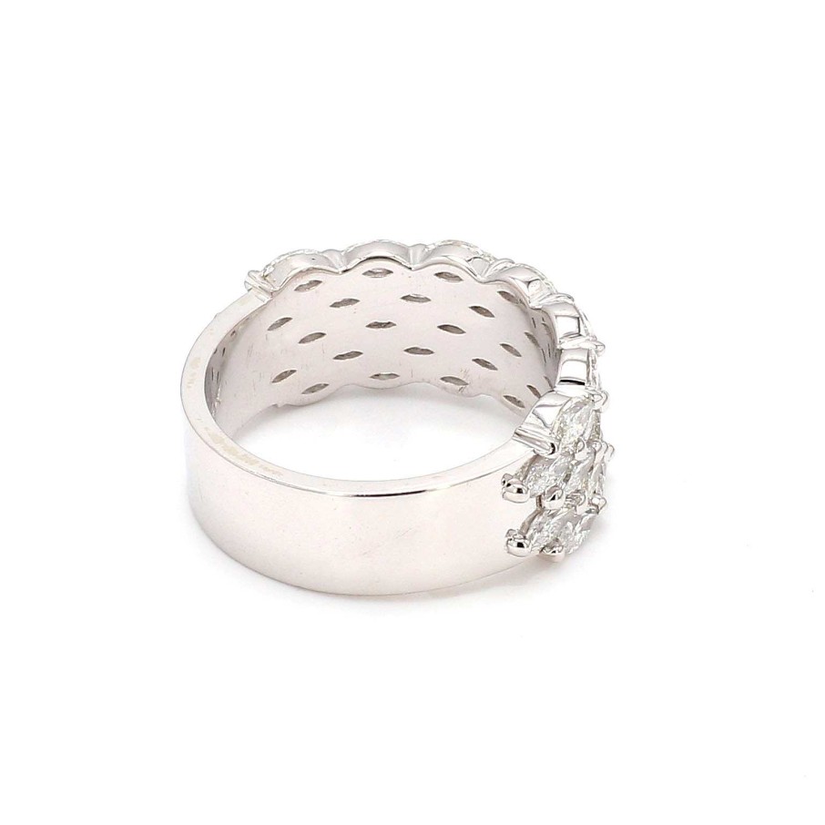 Fashion Rings Bailey's Fine Jewelry | Marquise Diamond Multi-Row Ring In 14K White Gold