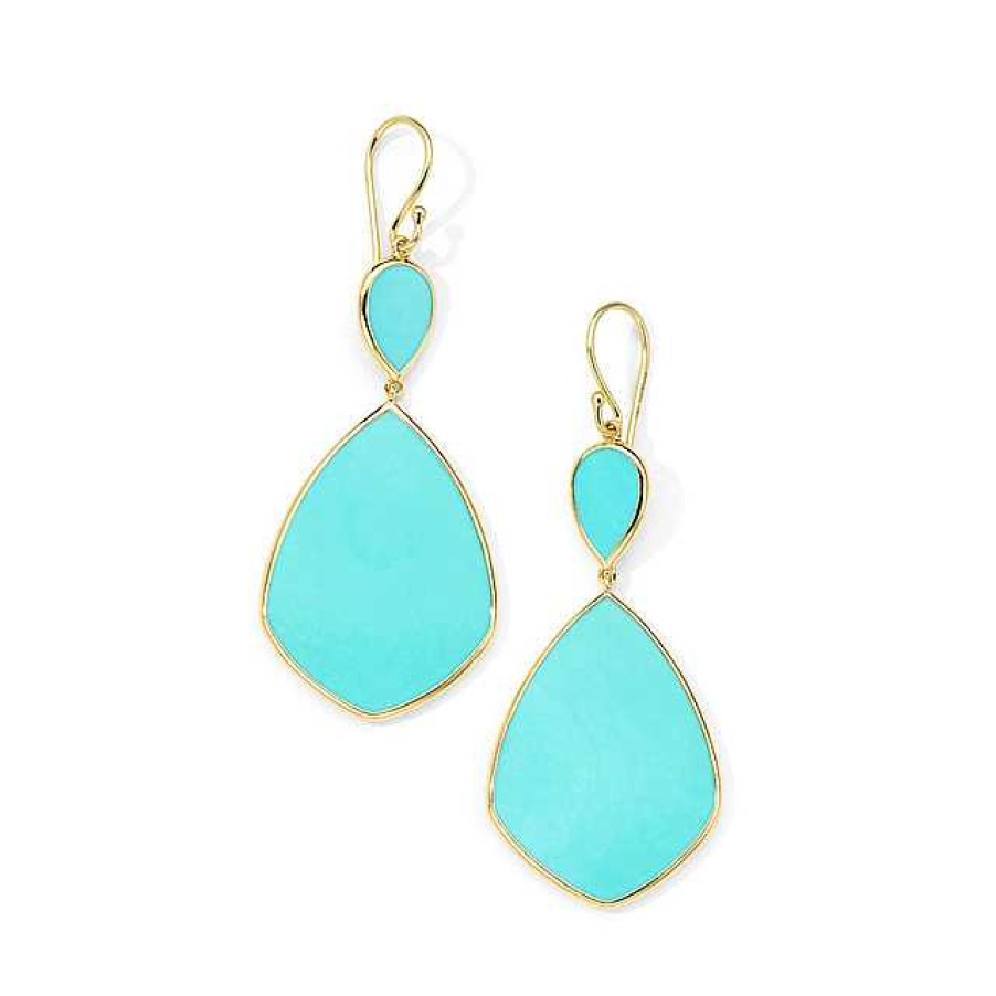 Earrings Ippolita | Ippolita 18Kt Gold Polished Rock Candy Large Snowman Drop Earrings In Turquoise