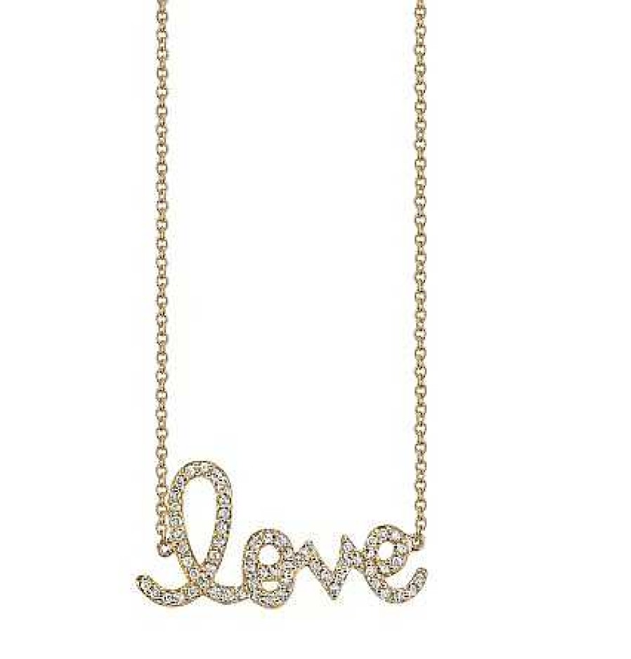 Necklaces & Pendants Sydney Evan | Sydney Evan Large Love Script Necklace