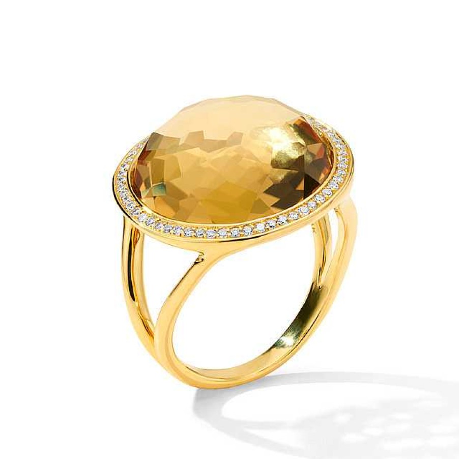 Fashion Rings Ippolita | Ippolita Lollipop Honey Citrine Ring In 18K Gold With Diamonds