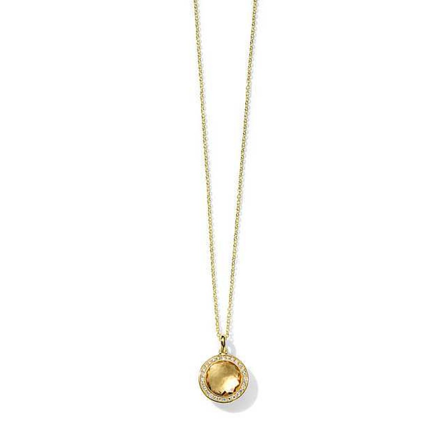 Necklaces & Pendants Ippolita | Ippolita Lollipop Honey Citrine Mini Pendant Necklace In 18K Gold With Diamonds