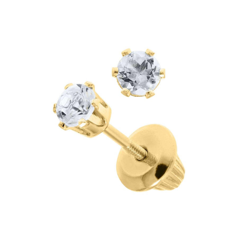 Earrings Bailey's Fine Jewelry | Bailey'S Children'S Collection April Birthstone White Topaz Stud Earrings