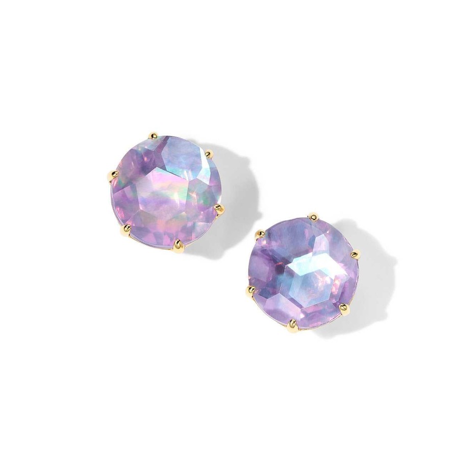 Earrings Ippolita | Ippolita 18Kt Gold Rock Candy Medium Round Amethyst Triplet Stud Earrings