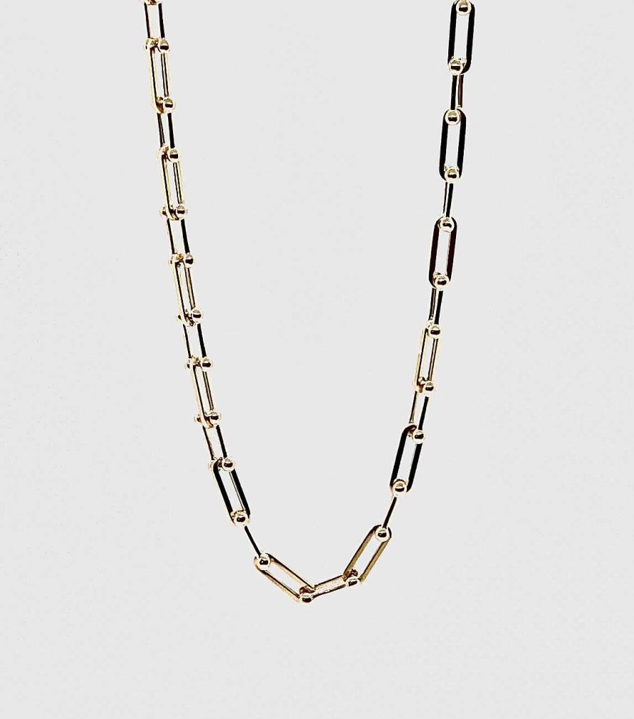 Necklaces & Pendants Roberto Coin | Roberto Coin 18K Yellow Gold Alternating Paperclip And Spheres Chain Necklace