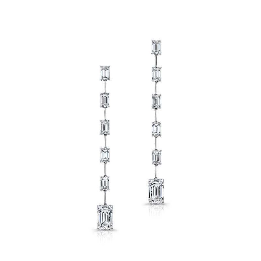 Earrings Bailey's Fine Jewelry | Emerald Cut Diamond Bar Dangle Earrings