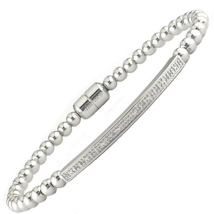 Bracelets & Bangles Bailey's Fine Jewelry | Sterling Silver Micropave Diamond Bangle Bracelet