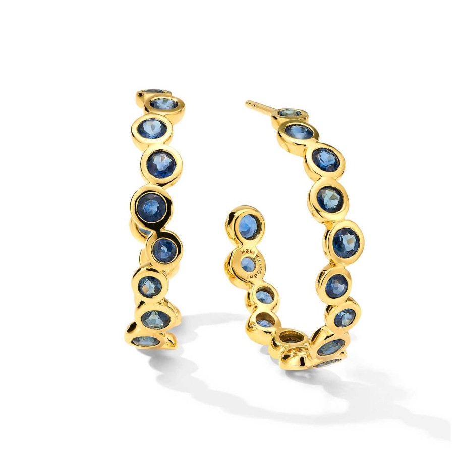 Earrings Ippolita | Ippolita Stardust Sapphire Starlet #2 Hoop Earrings In 18K Gold