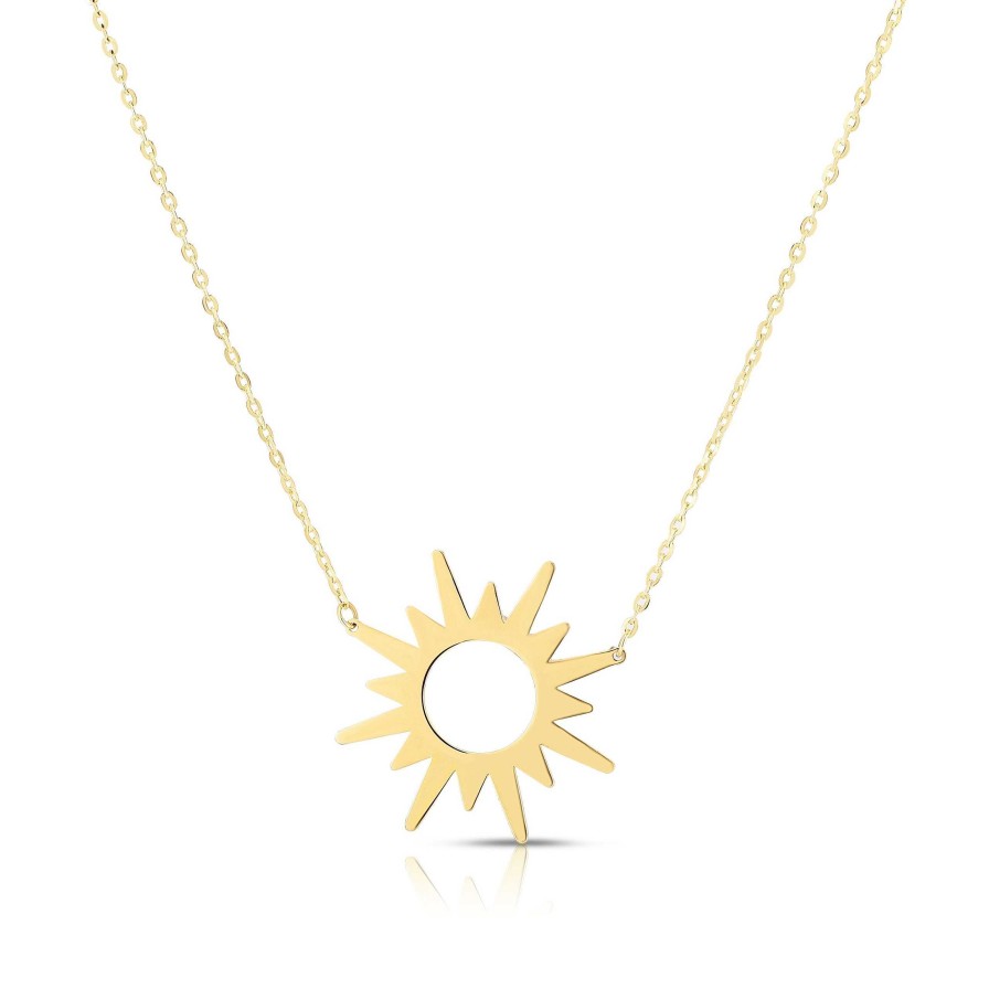 Necklaces & Pendants Bailey's Fine Jewelry | Sun Pendant Necklace In 14Kt Yellow Gold