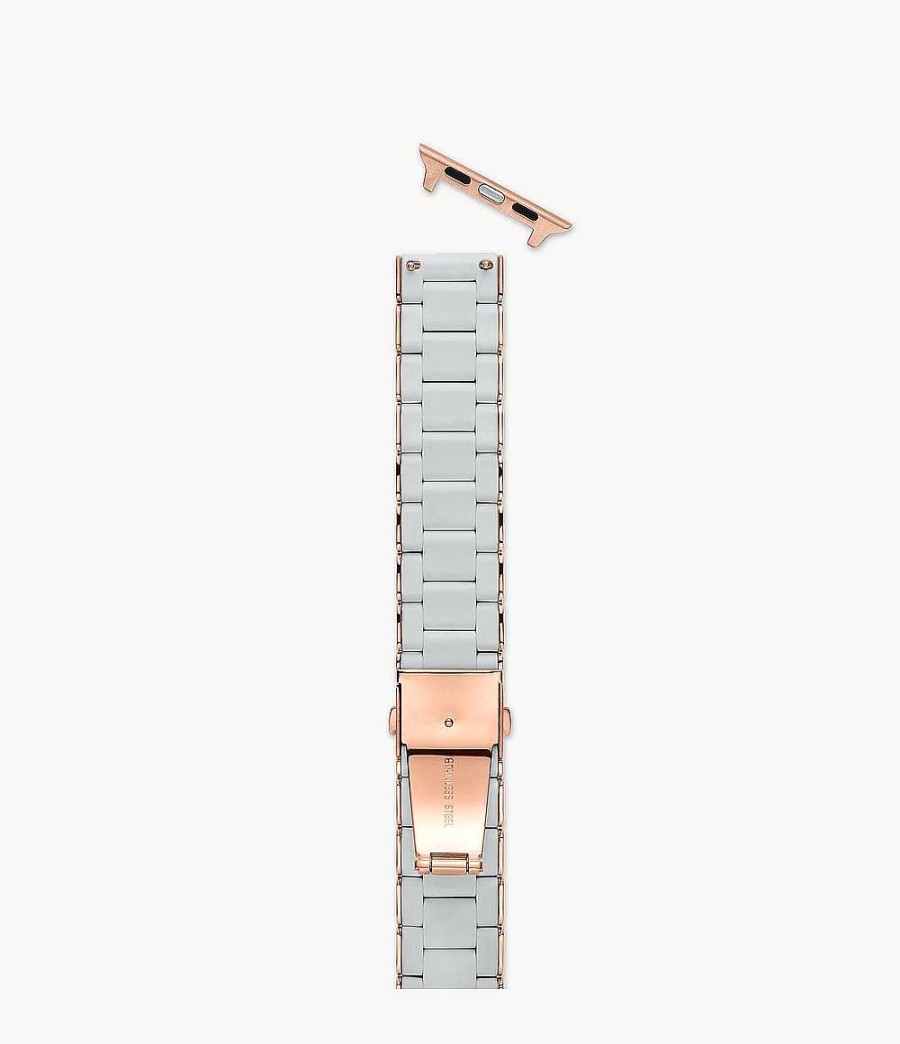 Watches Michele | Michele Fog And Pink Tone Silicone Bracelet Band For Apple Watch