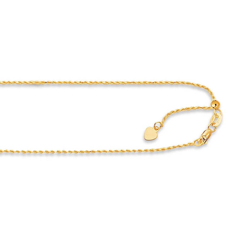 Necklaces & Pendants Bailey's Fine Jewelry | Adjustable Rope Chain Necklace In 14K Yellow Gold