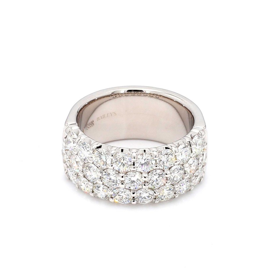 Fashion Rings Bailey's Fine Jewelry | Three Row Pave Ring In 14K White Gold