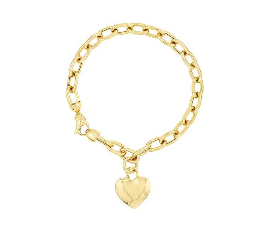 Bracelets & Bangles Bailey's | 14K Gold Heart Charm Rolo Chain Bracelet