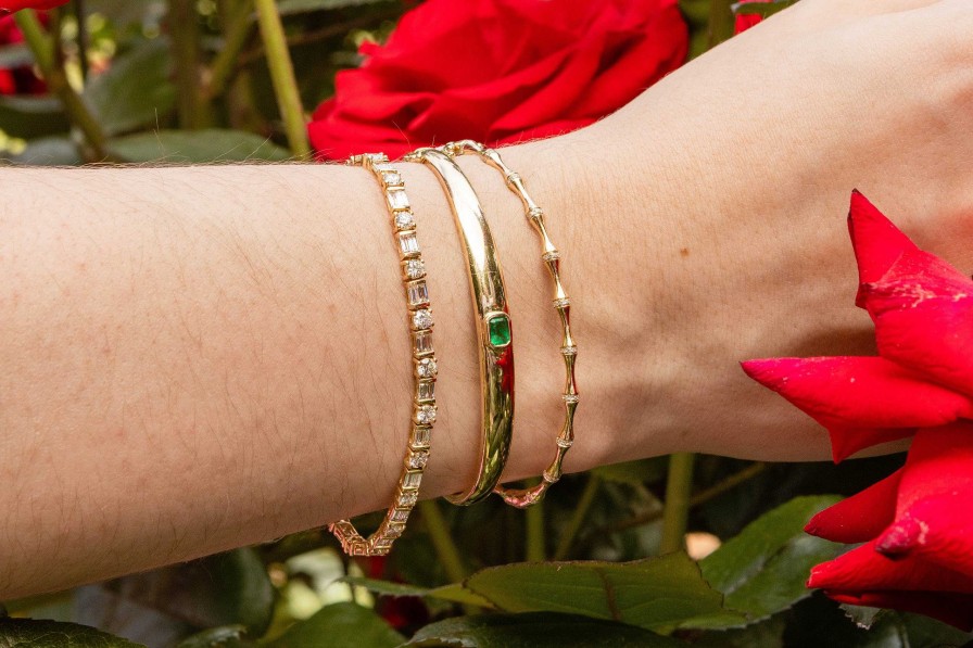 Bracelets & Bangles Bailey's Fine Jewelry | Baguette And Round Diamond Cut Line Bracelet In Yellow Gold