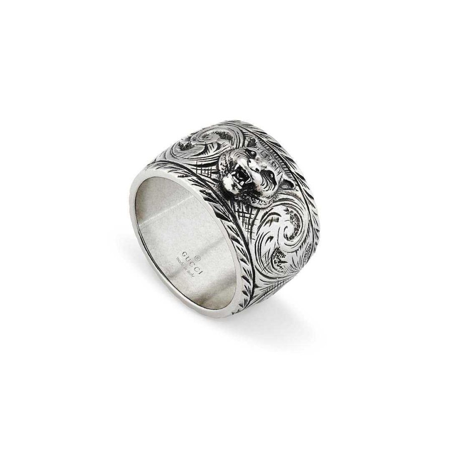 Fashion Rings Gucci | Gucci Garden Feline Head Silver Band Ring