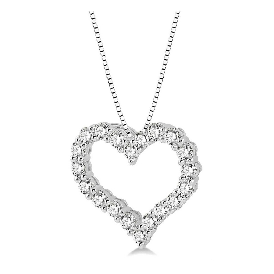 Necklaces & Pendants Bailey's Fine Jewelry | 14Kt White Gold Diamond Heart Pendant