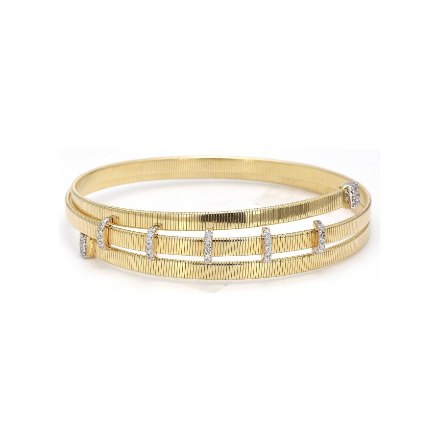 Bracelets & Bangles Bailey's Fine Jewelry | Open Bypass Bangle With Diamond Stations