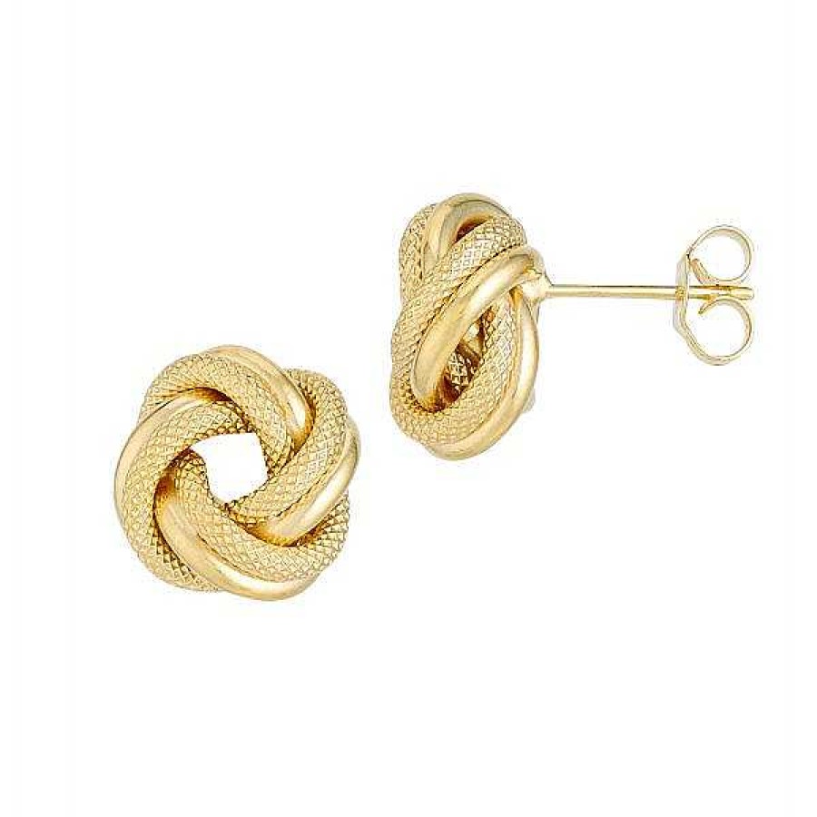 Earrings Bailey's | 14K Yellow Gold Polished Florentine 2 Tube Love Knot Earrings