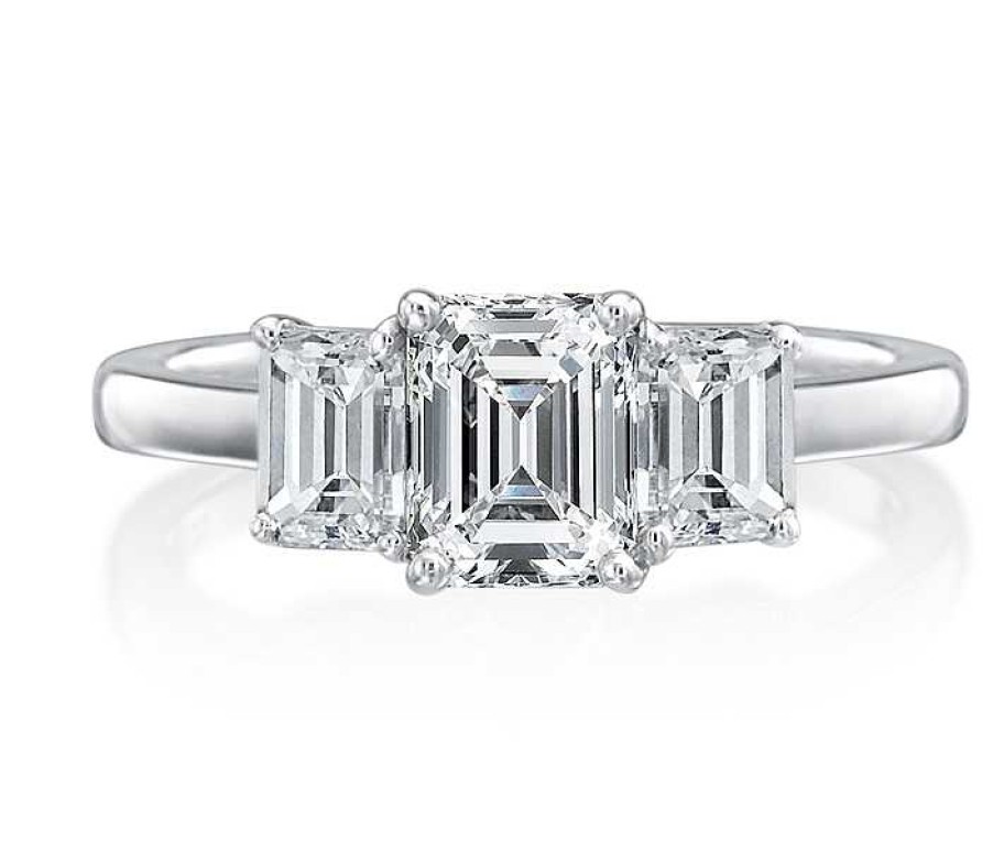 Engagement Rings Bailey's Fine Jewelry | Emerald Three Stone Engagement Ring Setting