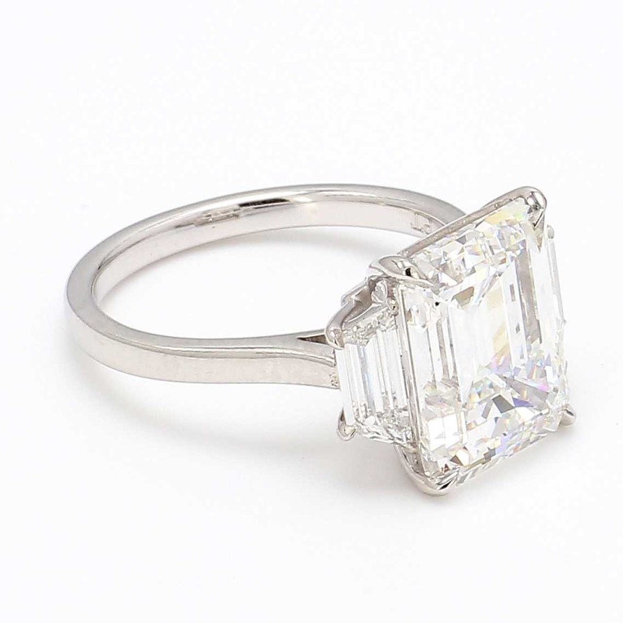 Engagement Rings Bailey's Fine Jewelry | Emerald Cut Diamond 3 Stone Platinum Engagement Ring