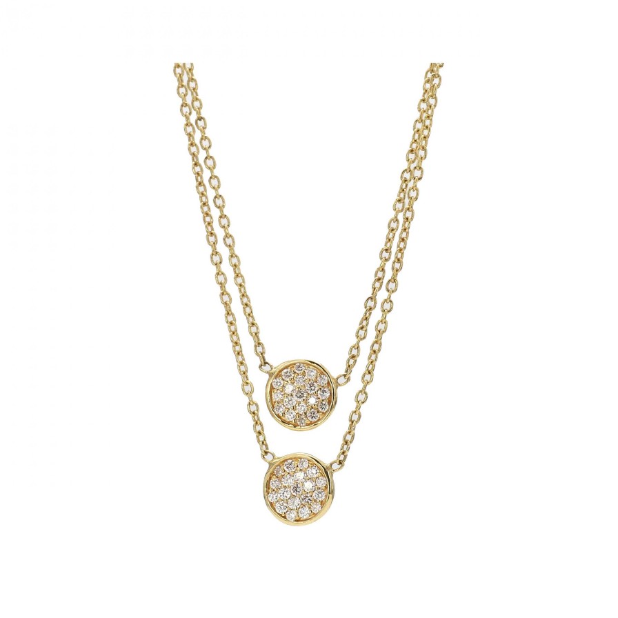 Necklaces & Pendants Bailey's Fine Jewelry | Double Chain With Two Circle Pave Diamond Stations Necklace