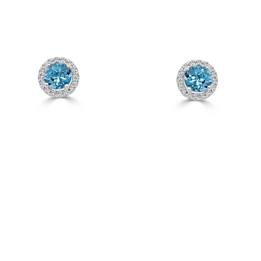 Earrings Bailey's | December Birthstone Diamond Halo Gold Stud Earrings