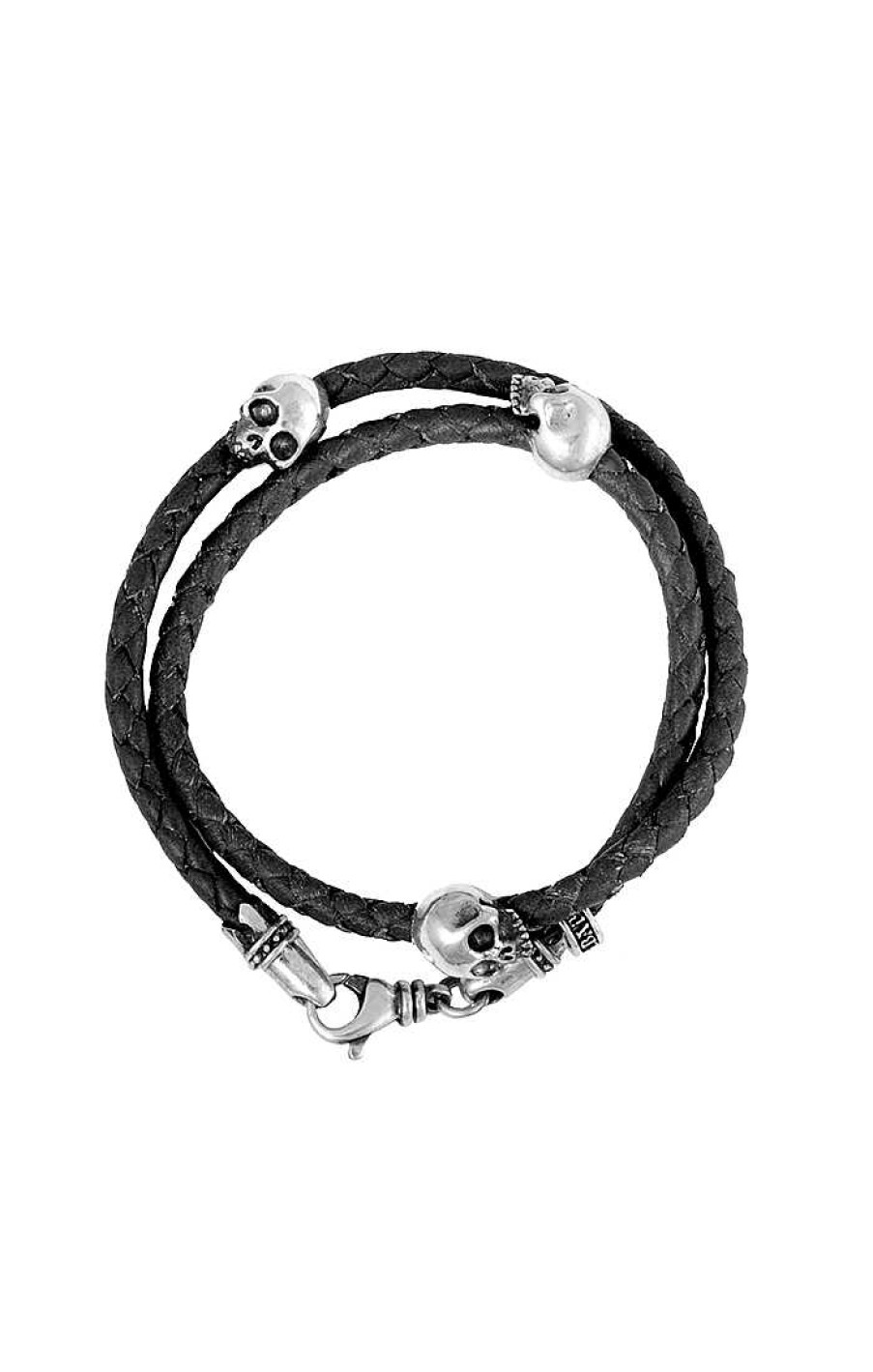 Men'S King Baby | King Baby Double Wrap Leather Bracelet With Hamlet Skulls