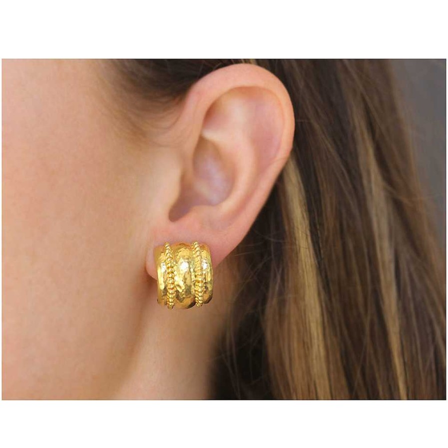 Earrings Elizabeth Locke | Elizabeth Locke 19Kt Yellow Gold Amalfi Granulated Hoop Earrings