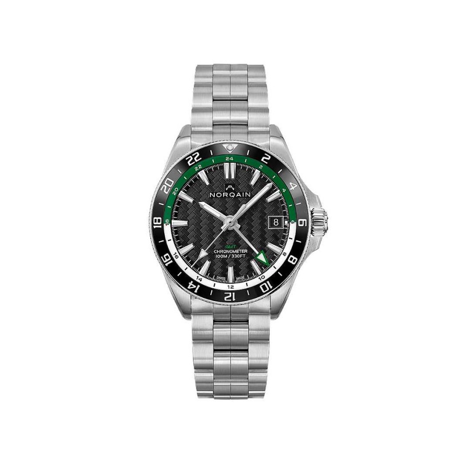 Watches Norqain | Norqain 41Mm Adventure Neverest Gmt With Black And Green Dial