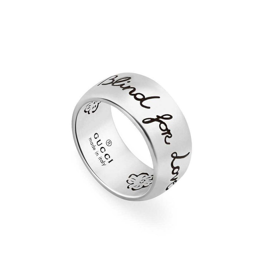 Fashion Rings Gucci | Gucci Blind For Love Wide Silver Band Ring