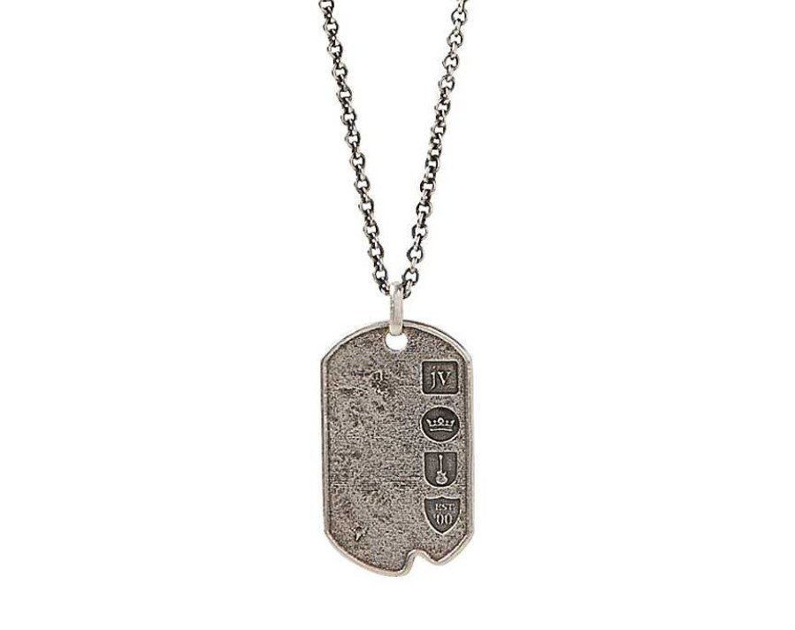 Necklaces & Pendants John Varvatos | John Varvatos Distressed Silver Dogtag Pendant Necklace