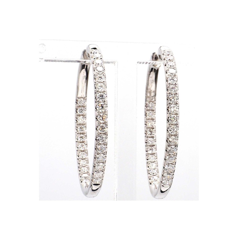 Earrings Bailey's Fine Jewelry | 2Ct Inside Outside Diamond Hoop Earrings