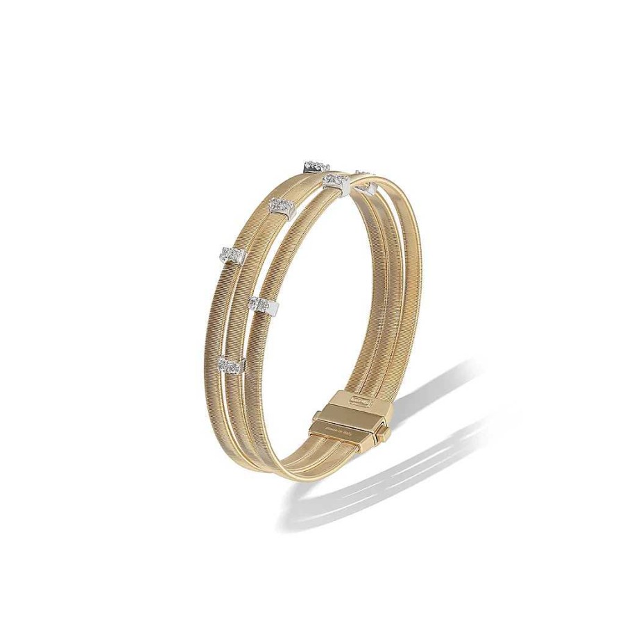 Bracelets & Bangles Marco Bicego | Marco Bicego Masai Collection Yellow Gold And Diamond Triple Strand Bracelet