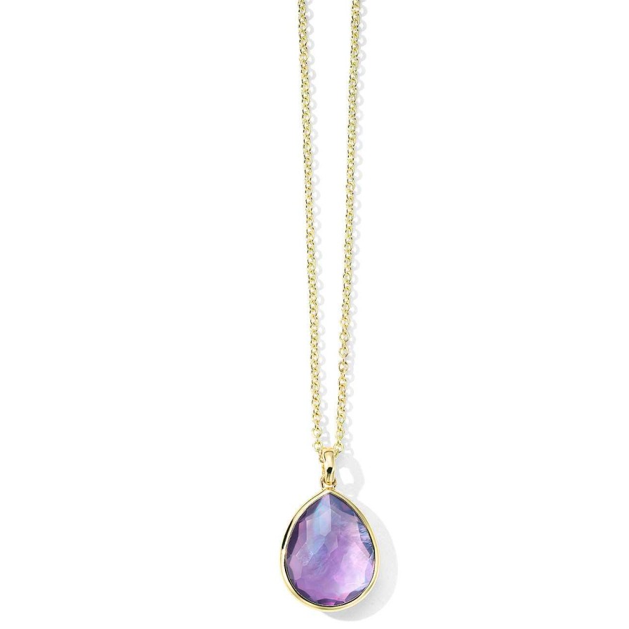 Necklaces & Pendants Ippolita | Ippolita 18Kt Gold Rock Candy Medium Teardrop Pendant Necklace In Amethyst Triplet